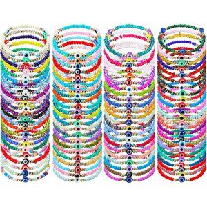 96Pcs Colorful Evil Eye Bracelets Gift Set for Women & Men